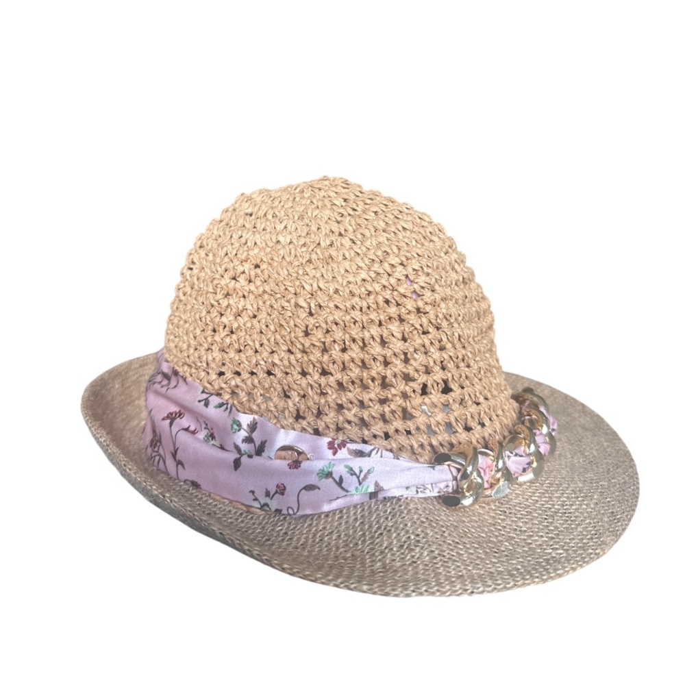 Steve Madden Girls Sun Hat One Size Floral Band 100% yarn vacation resort beach - Picture 3 of 6